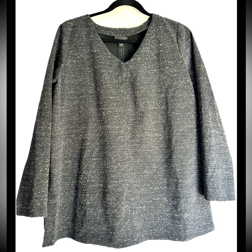 j.JILL Women’s Charcoal Black Long Sleeve Double-Faced Jersey Tunic Top Sz M